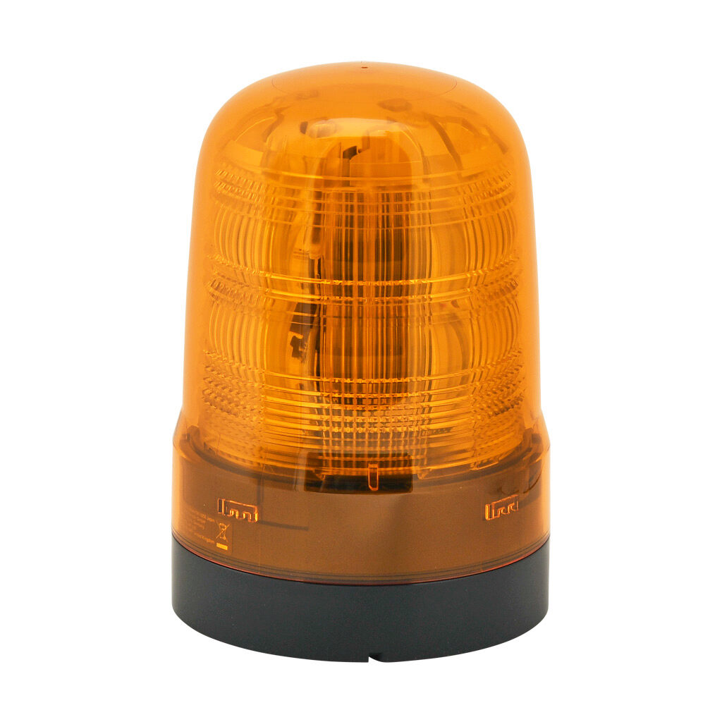 SF10-M2KTB-Y - Patlite SF series LED audible-visual signal beacon, 88 dB at 1m, continuous tone(s), (22) selectable flashing and rotating patterns, amber, 100mm, 100-240 VAC, IP66, NEMA 4X/13, push-in terminal.