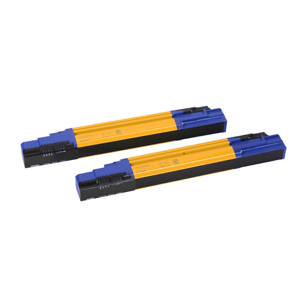 SG4-14-030-OO-P - Datalogic safety light curtain, sender/receiver pair, finger protection, 24 VDC, 14mm resolution, 300mm protected height, 0.2-7m operating distance, safety category Type 4, configurable, IP65, (2) 18-pin proprietary connections.