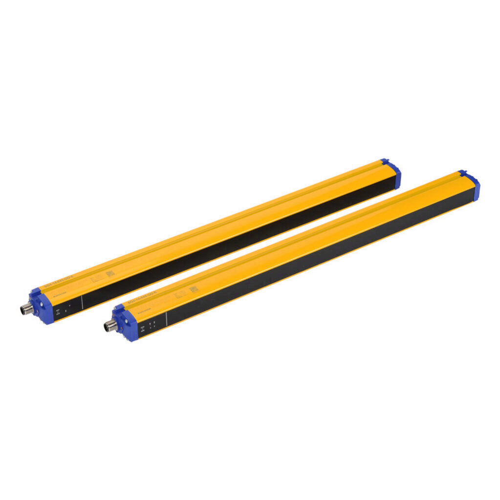 SG4-14-045-OO-E - Datalogic safety light curtain, sender/receiver pair, finger protection, 24 VDC, 14mm resolution, 450mm protected height, 0.2-6m operating distance, safety category Type 4, IP65, (1) 4-pin and (1) 8-pin M12 quick-disconnect.
