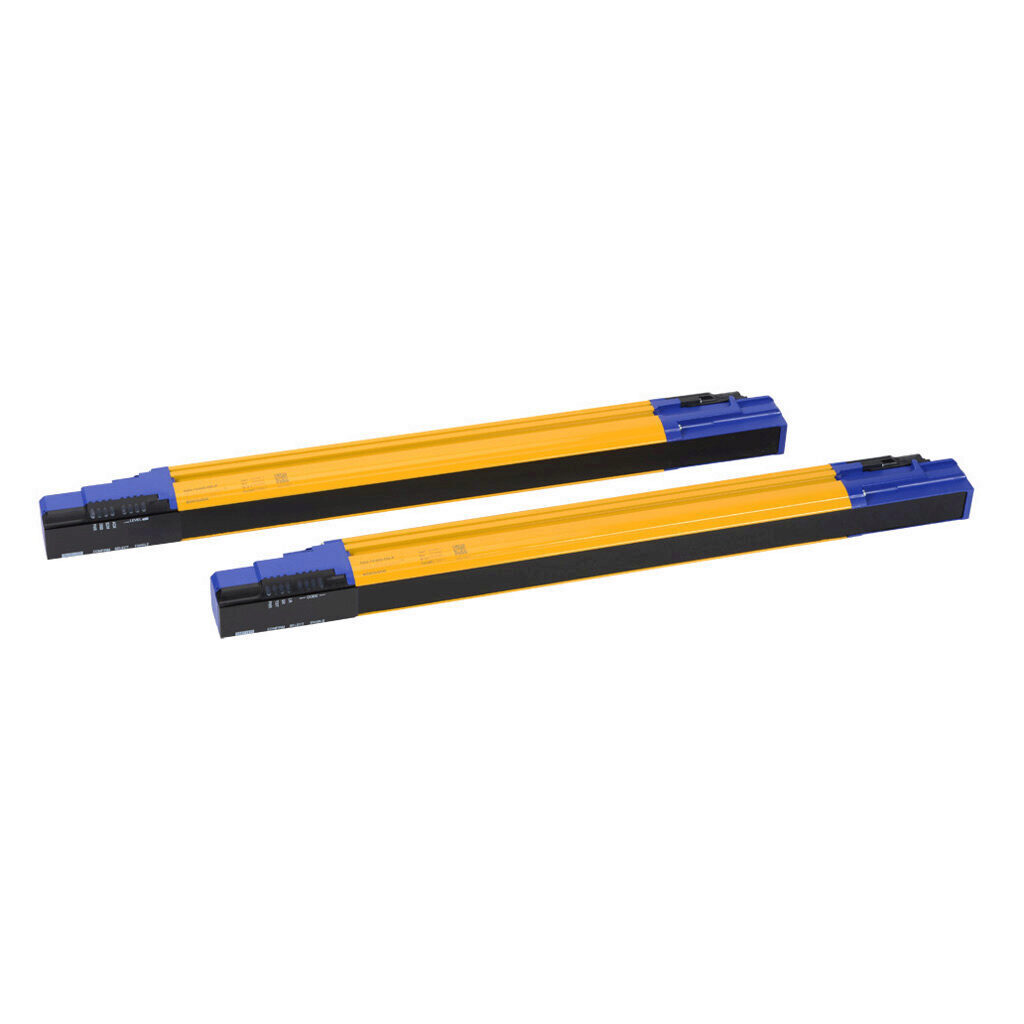 SG4-14-045-OO-P - Datalogic safety light curtain, sender/receiver pair, finger protection, 24 VDC, 14mm resolution, 450mm protected height, 0.2-7m operating distance, safety category Type 4, configurable, IP65, (2) 18-pin proprietary connections.