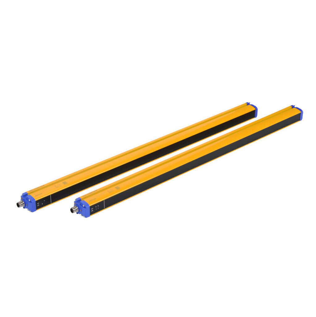 SG4-14-060-OO-E - Datalogic safety light curtain, sender/receiver pair, finger protection, 24 VDC, 14mm resolution, 600mm protected height, 0.2-6m operating distance, safety category Type 4, IP65, (1) 4-pin and (1) 8-pin M12 quick-disconnect.