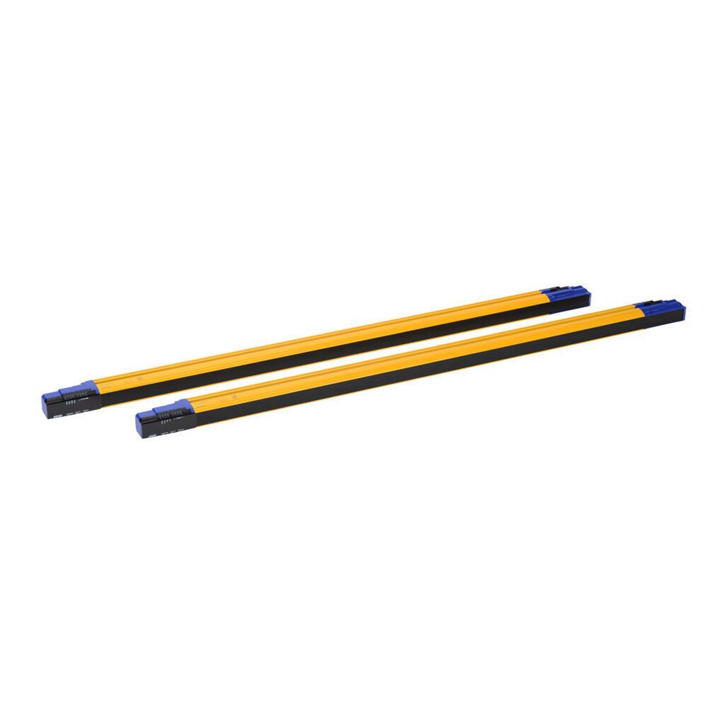 SG4-14-090-OO-P - Datalogic safety light curtain, sender/receiver pair, finger protection, 24 VDC, 14mm resolution, 900mm protected height, 0.2-7m operating distance, safety category Type 4, configurable, IP65, (2) 18-pin proprietary connections.