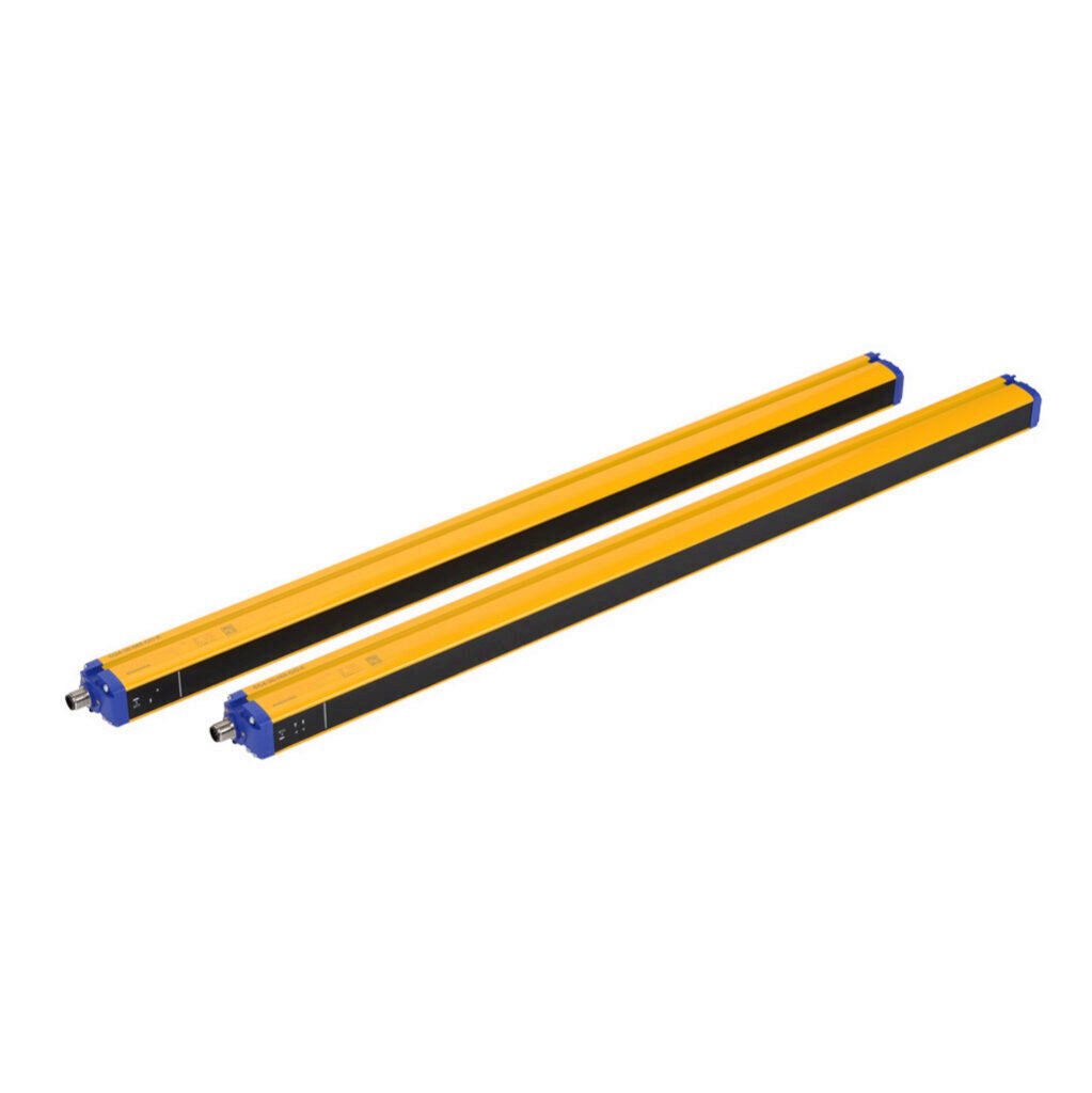 SG4-30-060-OO-E - Datalogic safety light curtain, sender/receiver pair, hand protection, 24 VDC, 30mm resolution, 600mm protected height, 0.2-20m operating distance, safety category Type 4, IP65, (1) 4-pin and (1) 8-pin M12 quick-disconnect.