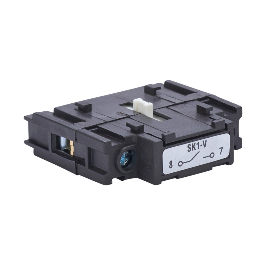 SK1-V - Merz fourth pole module, 600 VAC, 40A, load break capable, 5kA SCCR, UL 508 rated. For use with Merz ML1 switch bodies in DIN rail applications.
