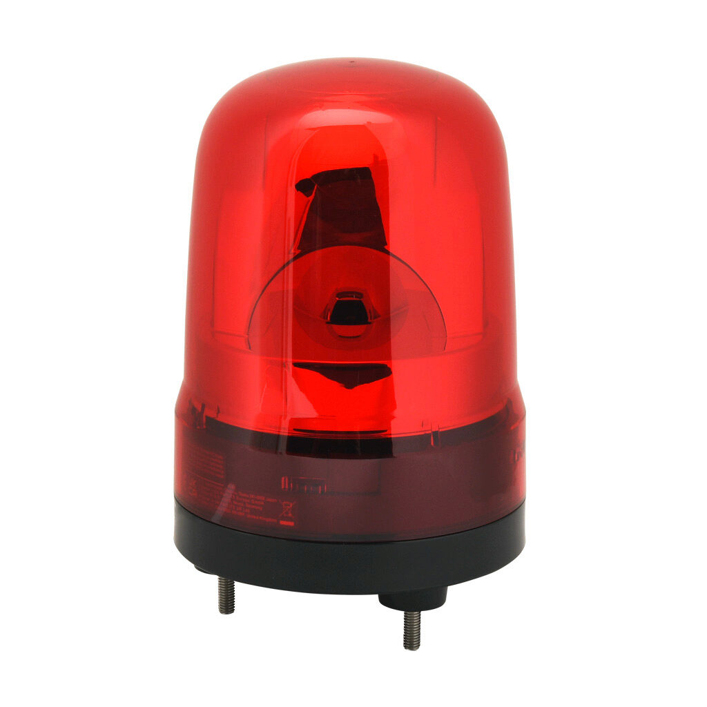 SKH-M2TB-R - Patlite SK series LED audible-visual signal beacon, 88 dB at 1m, intermittent tone(s), rotating (120rpm), red, 100mm, 100-240 VAC, IP23, push-in terminal.