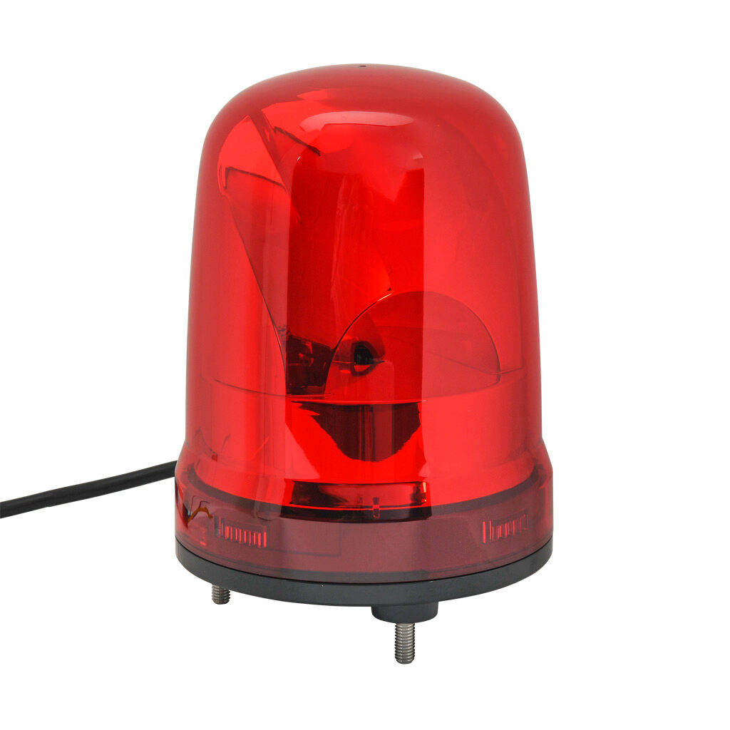SKP-M1J-R - Patlite SK series LED industrial signal beacon, 150mm, red, rotating (120rpm), IP23, base mount, 12-24 VDC.