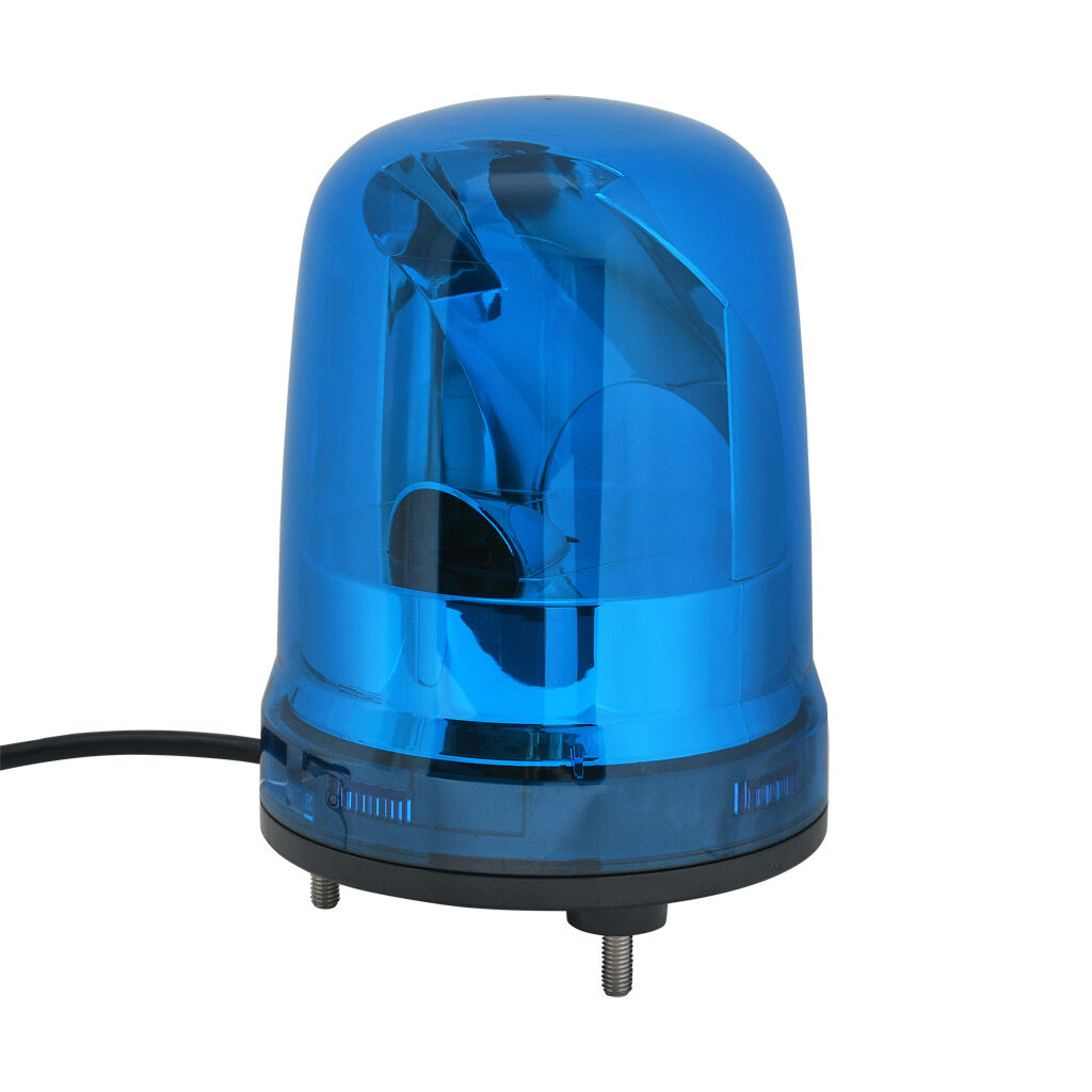 SKP-M2J-B - Patlite SK series LED industrial signal beacon, 150mm, blue, rotating (120rpm), IP23, base mount, 100-240 VAC.