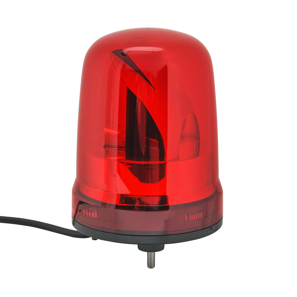 SKP-M2J-R - Patlite SK series LED industrial signal beacon, 150mm, red, rotating (120rpm), IP23, base mount, 100-240 VAC.