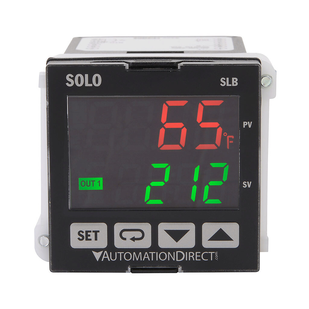 SLB4848-C2 - SOLO basic temperature controller, 48 x 48mm, RTD or thermocouple input, current and relay output, (2) 3A Form A (SPST) relays, 100-240 VAC.