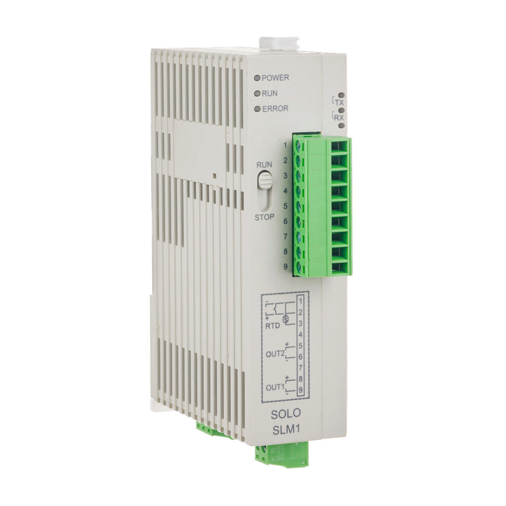 SLM1-C - SOLO modular temperature controller, main module, current, voltage, thermocouple or RTD input, current, relay and retransmission output, 24 VDC, RS-485.