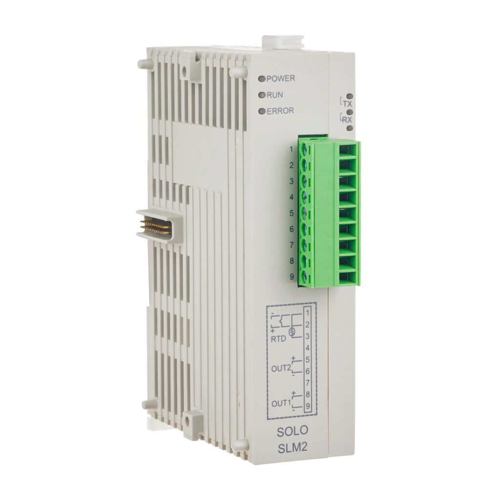SLM2-R - SOLO modular temperature controller, extension module, current, voltage, thermocouple or RTD input, relay output, (2) 3A Form A (SPST) relays, 24 VDC.