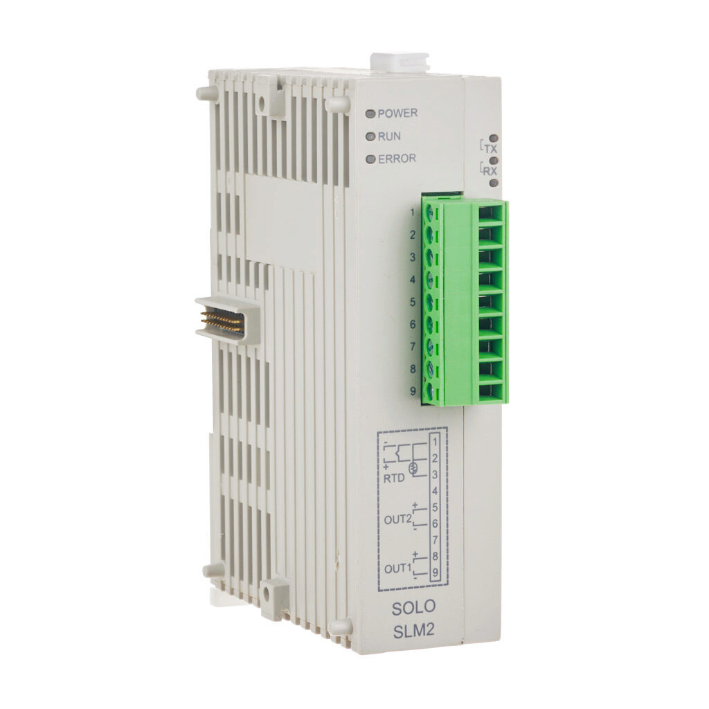 SLM2-V - SOLO modular temperature controller, extension module, current, voltage, thermocouple or RTD input, pulse and relay output, (1) 3A Form A (SPST) relay, 24 VDC.