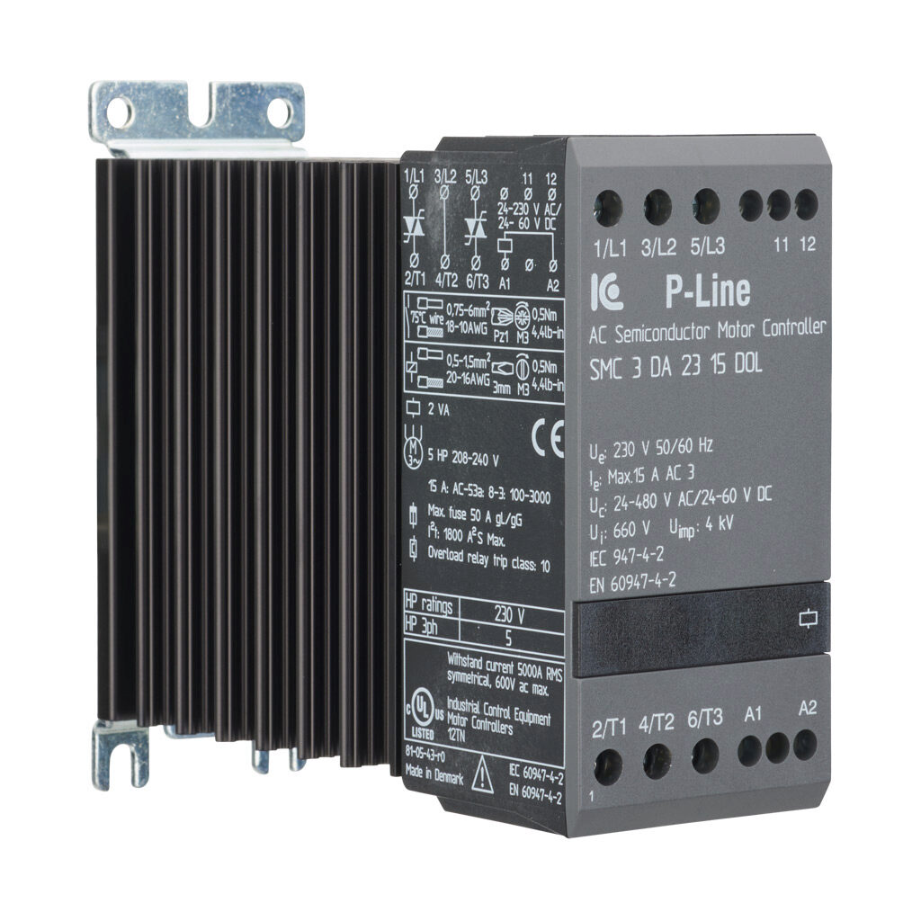 SMC3DA2315DOL - Eltwin SMC3-DOL series solid state contactor, 15A, (2) N.O. SCR switched, (1) Direct power poles, 208-240 VAC (50/60Hz) operating voltage, 24-60 VDC/24-480 VAC coil voltage.