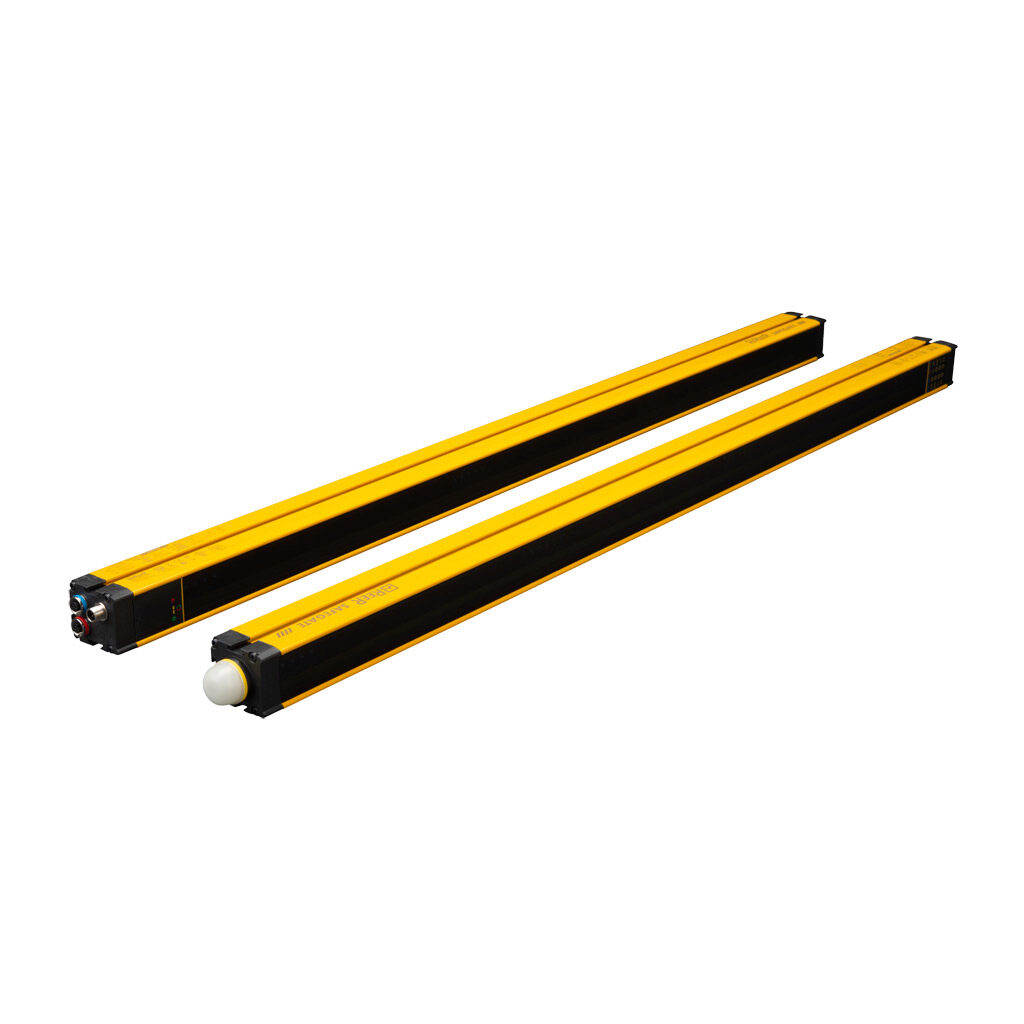 SMO-4B - ReeR safety light curtain, sender/receiver pair, body protection, 24 VDC, 300mm resolution, 910mm protected height, 0-12m operating distance, safety category Type 4, IP65 IP67, (6) 5-pin and (1) 12-pin M12 quick-disconnect.