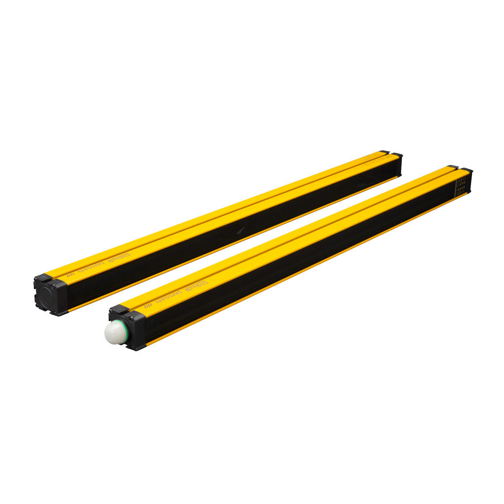 SMPO-3B-TRX - ReeR safety light curtain, active/passive pair, body protection, 24 VDC, 400mm resolution, 810mm protected height, 0-8m operating distance, safety category Type 4, configurable, IP65 IP67, (3) 5-pin and (1) 12-pin M12 quick-disconnect.