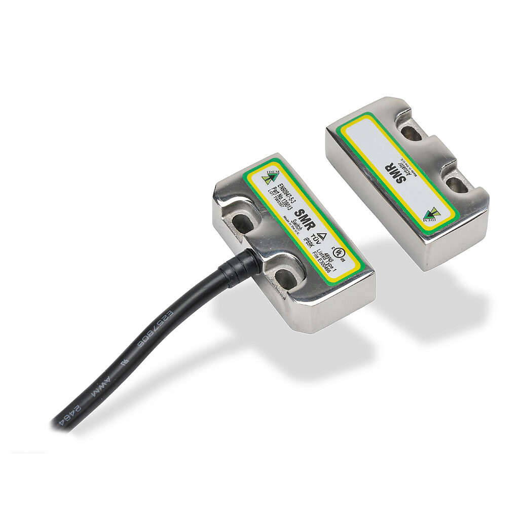 SMR-139013 - IDEM safety switch set, non-contact magnetic, (2) N.C. safety output(s), (1) N.O. monitoring output(s), 316 stainless steel housing, 50 x 25mm, pigtail, 6.5ft/2m cable length.