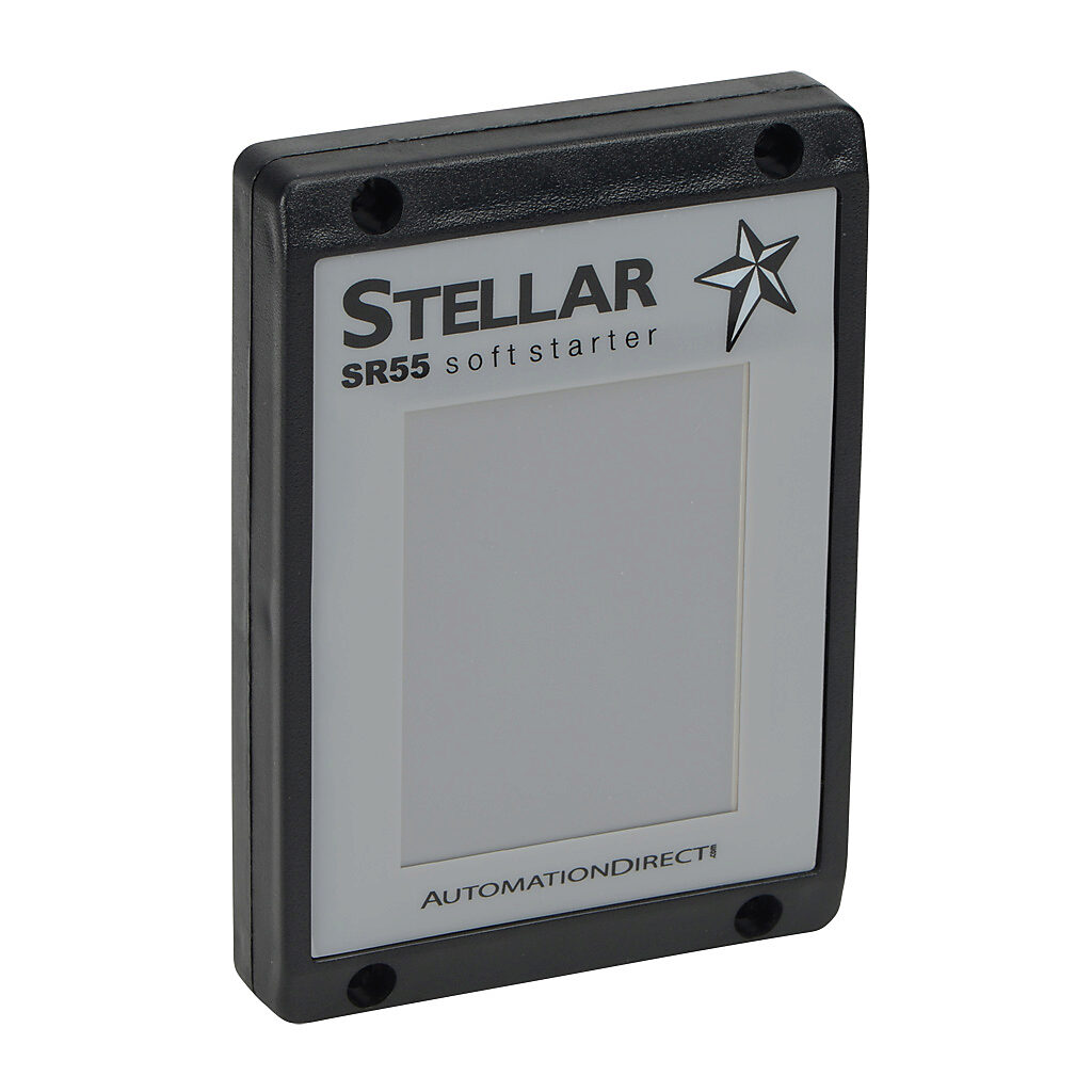 SR55-KPD-REM - Stellar SR55 series touch screen, for use with Stellar SR55 series soft starters. (1) optional remote, (1) 9.8ft/3m Cat5e cable and (1) SR55-RJ45-RJ12 adapter included. Rated for NEMA 4/4X enclosures, no external power wiring required.