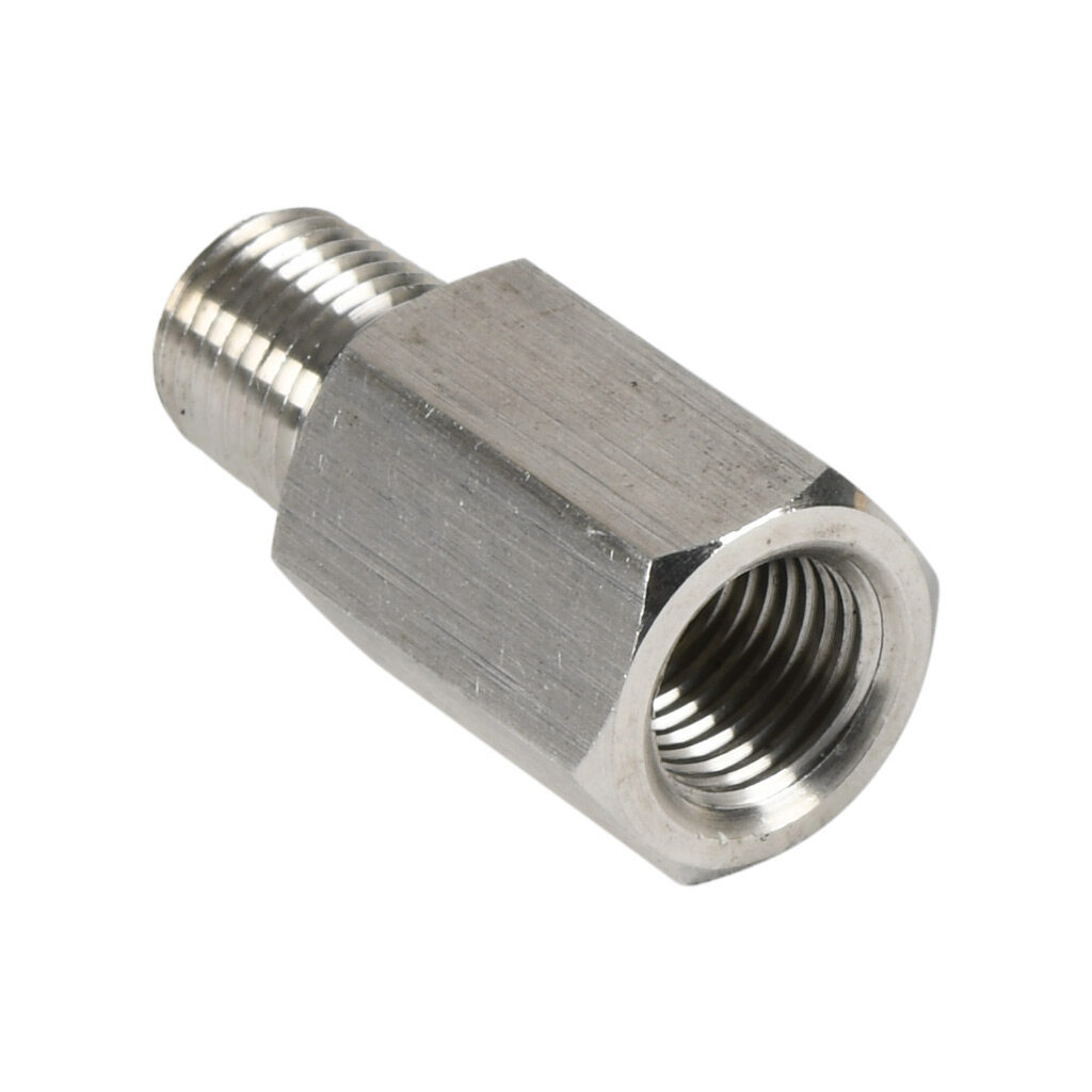 SSN518-ADC - Winters water snubber, porous stainless steel element, stainless steel body, 1/4in male NPT x 1/4in female NPT.