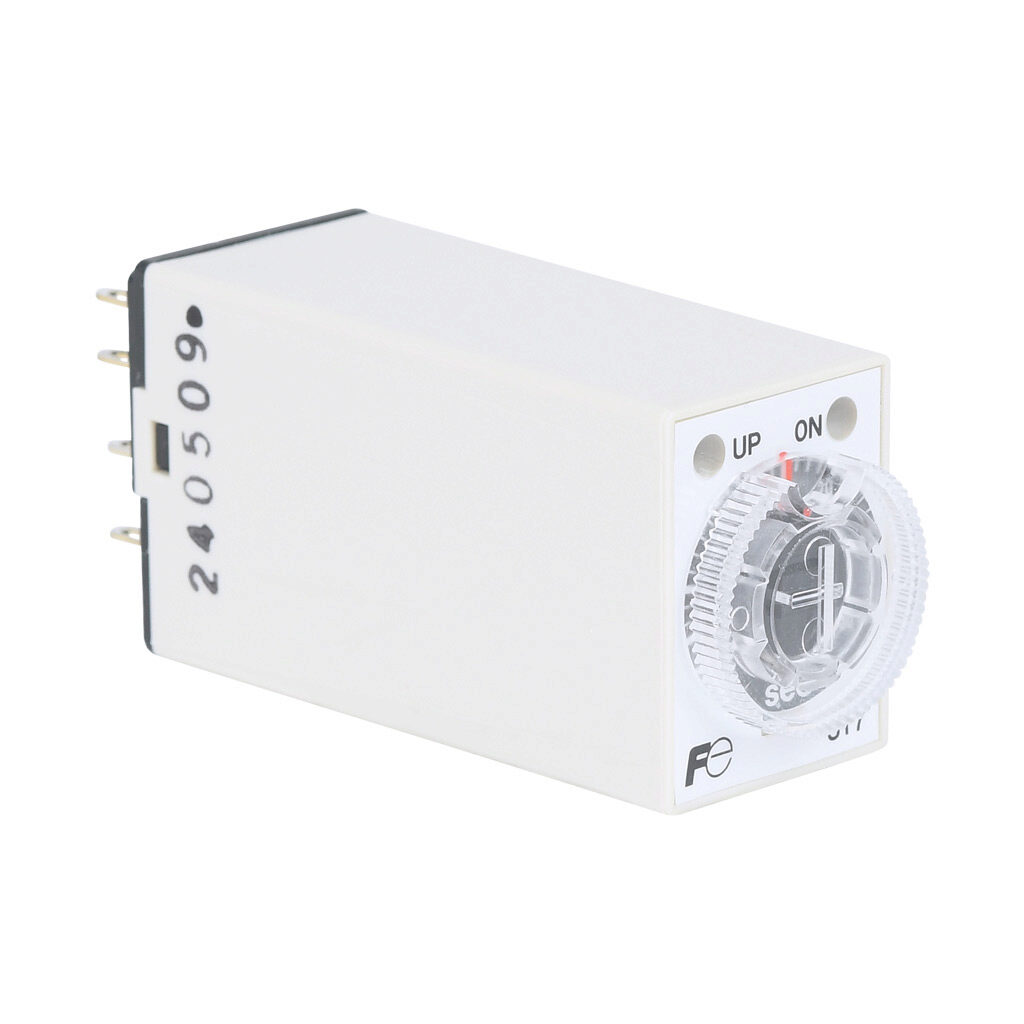 ST7P-2A13T-ADC - Fuji Electric on-delay relay timer, 2 to 30 seconds selectable timing range, 100-120 VAC operating voltage, 3A contact rating, (1) DPDT timed relay output(s), socket mount, 8-pin. Requires Fuji Electric TP88X2 timer socket.
