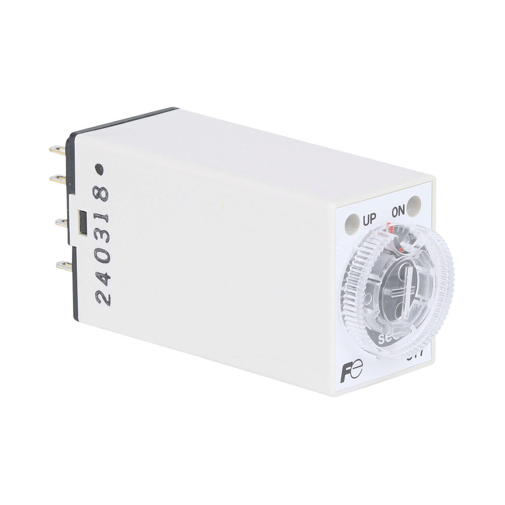 ST7P-2A16T-ADC - Fuji Electric on-delay relay timer, 4 to 60 seconds selectable timing range, 100-120 VAC operating voltage, 3A contact rating, (1) DPDT timed relay output(s), socket mount, 8-pin. Requires Fuji Electric TP88X2 timer socket.