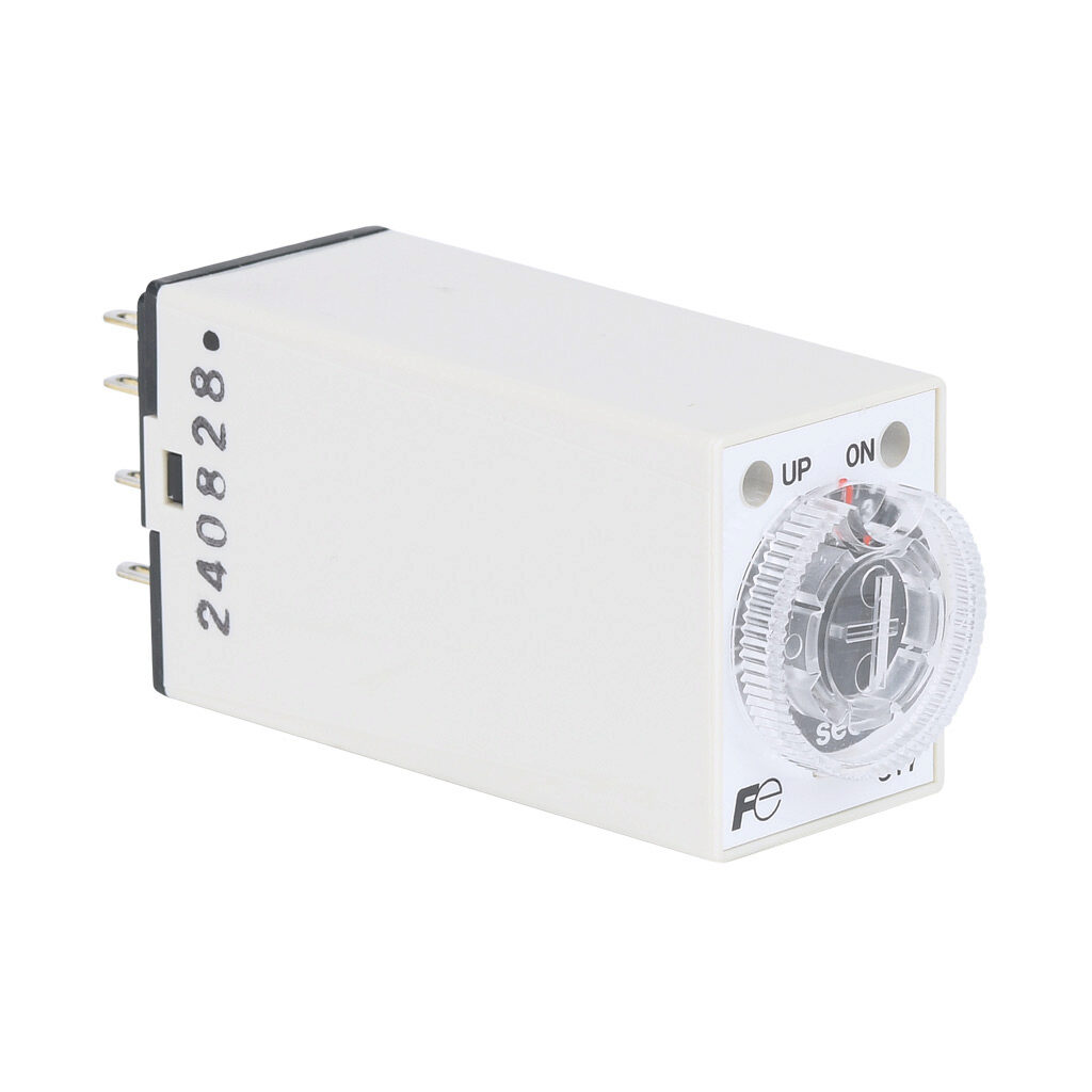 ST7P-2DE5S-ADC - Fuji Electric on-delay relay timer, 0.4 to 5 seconds selectable timing range, 24 VDC operating voltage, 3A contact rating, (1) DPDT timed relay output(s), socket mount, 8-pin. Requires Fuji Electric TP88X2 timer socket.