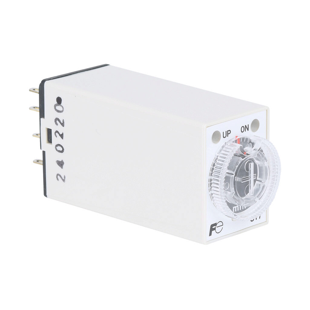 ST7P-2DE6N-ADC - Fuji Electric on-delay relay timer, 4 to 60 minutes selectable timing range, 24 VDC operating voltage, 3A contact rating, (1) DPDT timed relay output(s), socket mount, 8-pin. Requires Fuji Electric TP88X2 timer socket.