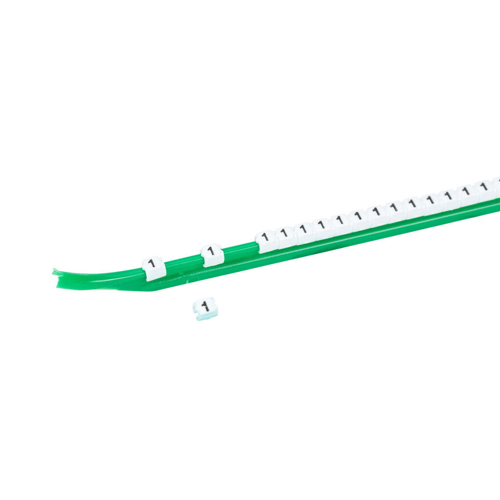 STD03-300-1-WH-AD - TE Connectivity snap-on wire marker, single number (1), black on white, accepts wire size 1.9-2.6mm (0.07-0.10in). For use with most 22-20 AWG MTW and 18-16 AWG TFFN wire. Package of 300.