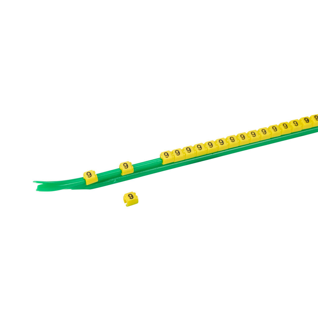 STD03-300-6-YL-AD - TE Connectivity snap-on wire marker, single number (6), black on yellow, accepts wire size 1.9-2.6mm (0.07-0.10in). For use with most 22-20 AWG MTW and 18-16 AWG TFFN wire. Package of 300.