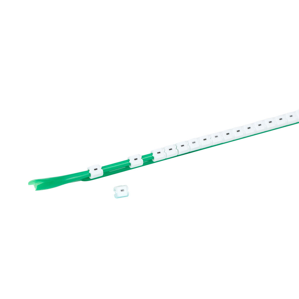 STD03-300-MIN-WH-AD - TE Connectivity snap-on wire marker, single character (-), black on white, accepts wire size 1.9-2.6mm (0.07-0.10in). For use with most 22-20 AWG MTW and 18-16 AWG TFFN wire. Package of 300.