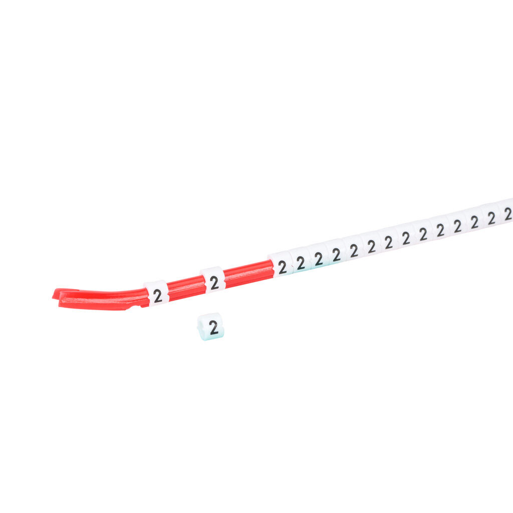 STD06-300-2-WH-AD - TE Connectivity snap-on wire marker, single number (2), black on white, accepts wire size 2.6-3.5mm (0.10-0.13in). For use with most 18-14 AWG MTW and 14-12 AWG THHN wire. Package of 300.
