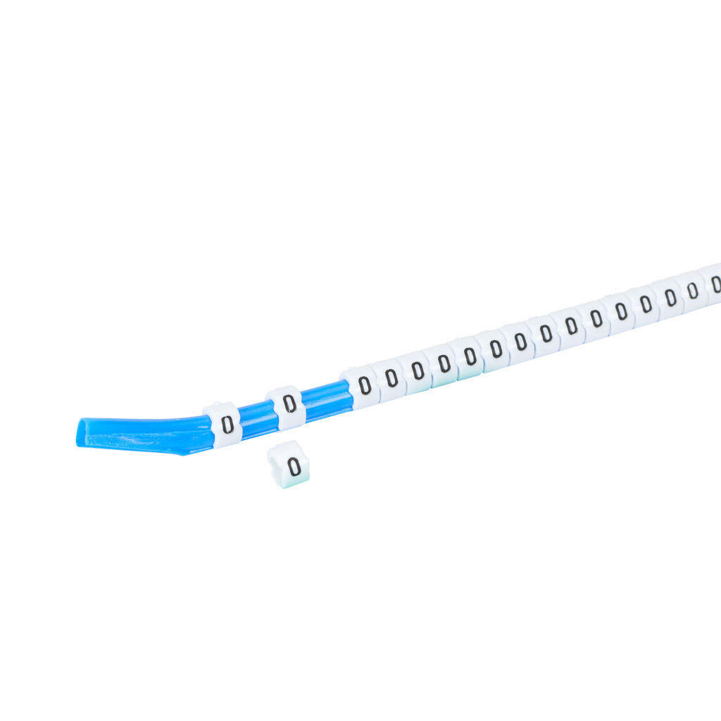 STD09-300-0-WH-AD - TE Connectivity snap-on wire marker, single number (0), black on white, accepts wire size 3.2-4.5mm (0.12in-0.17in). For use with most 14-12 AWG MTW and 12-10 AWG THHN wire. Package of 300.