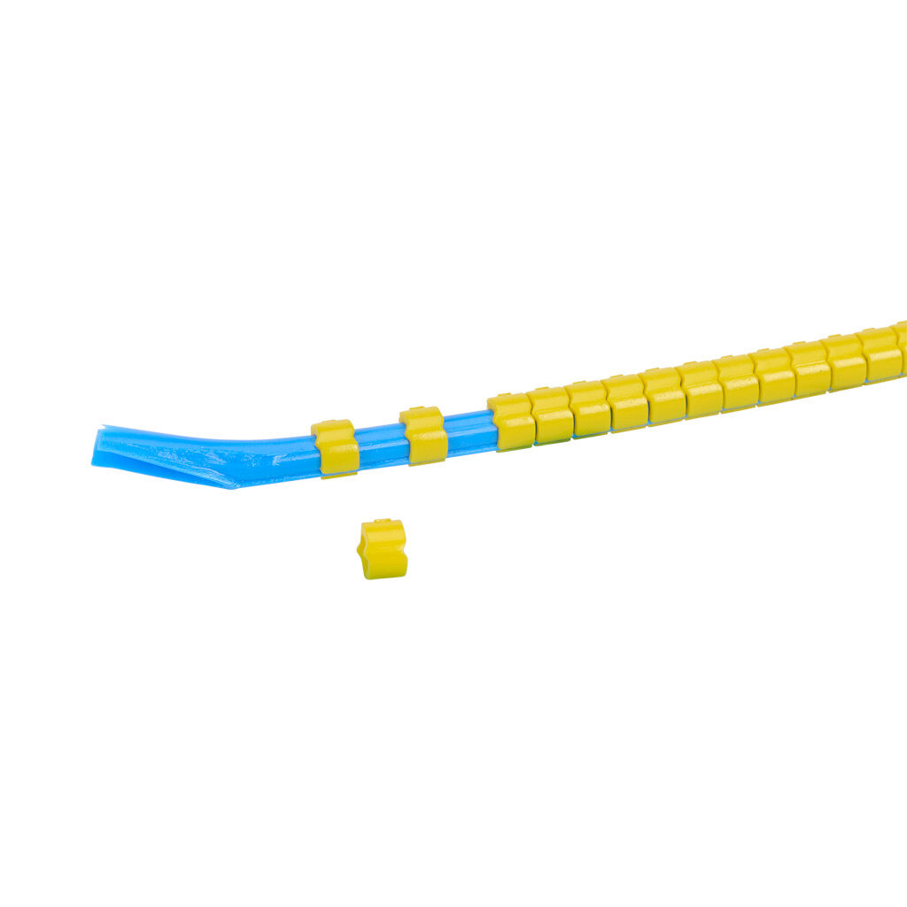 STD09-300-BLK-YL-AD - TE Connectivity snap-on wire marker, blank, black on yellow, accepts wire size 3.2-4.5mm (0.12in-0.17in). For use with most 14-12 AWG MTW and 12-10 AWG THHN wire. Package of 300.