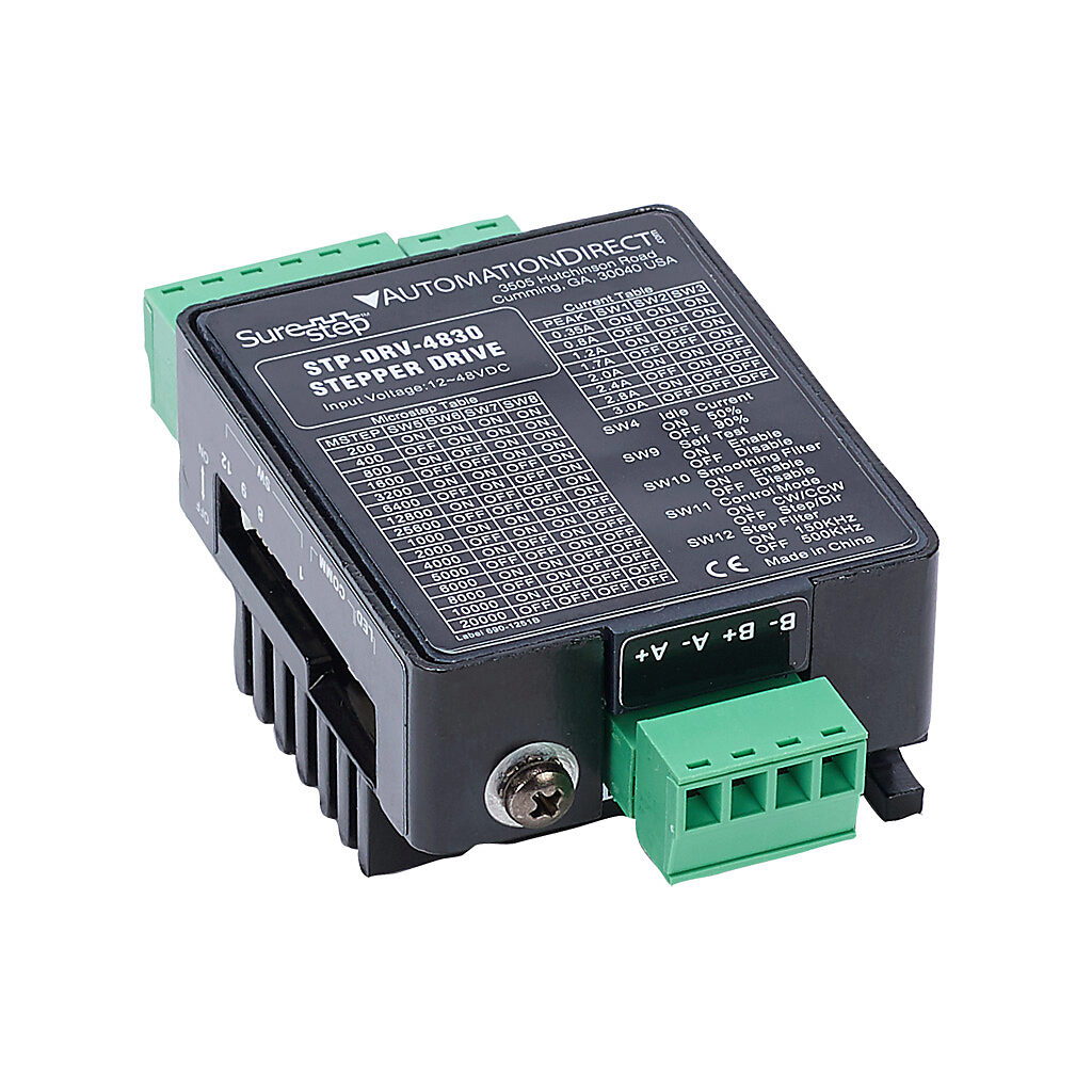 STP-DRV-4830 - SureStep DC open loop microstepping stepper drive, 3A per phase, 2-phase output, 12-48 VDC, bipolar, position mode, 200 to 25600 steps per revolution.