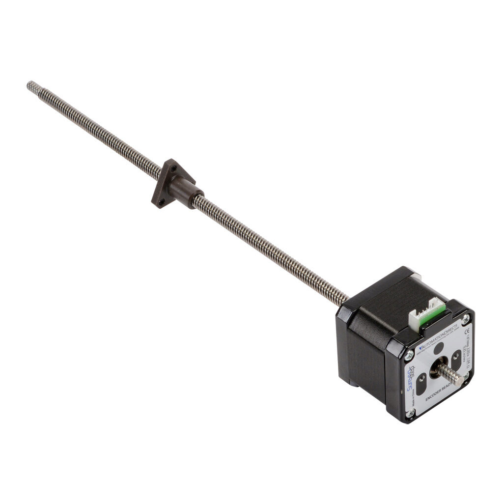 STP-LE17-2A09ADJ - SureStep stepper motor linear actuator, external nut, encoder ready, NEMA 17 frame, IP40, double stack, 2A, 9in lead screw length, 0.25in/rev, 0.25in lead screw diameter, screw code A, journal and groove end machining.