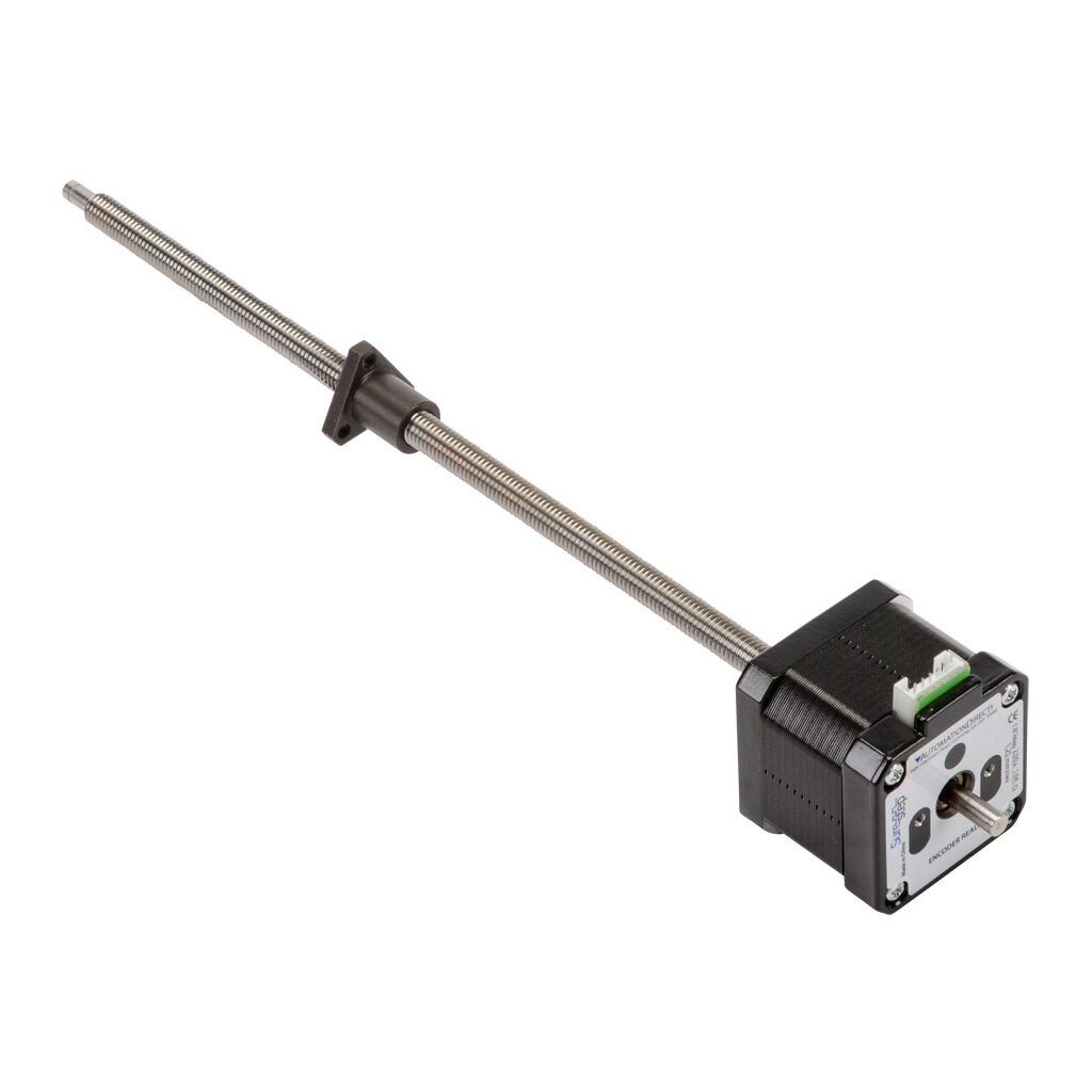 STP-LE17-2D09ADJ - SureStep stepper motor linear actuator, external nut, encoder ready, NEMA 17 frame, IP40, double stack, 2A, 9in lead screw length, 1.25mm/rev, 8mm lead screw diameter, screw code D, journal and groove end machining.