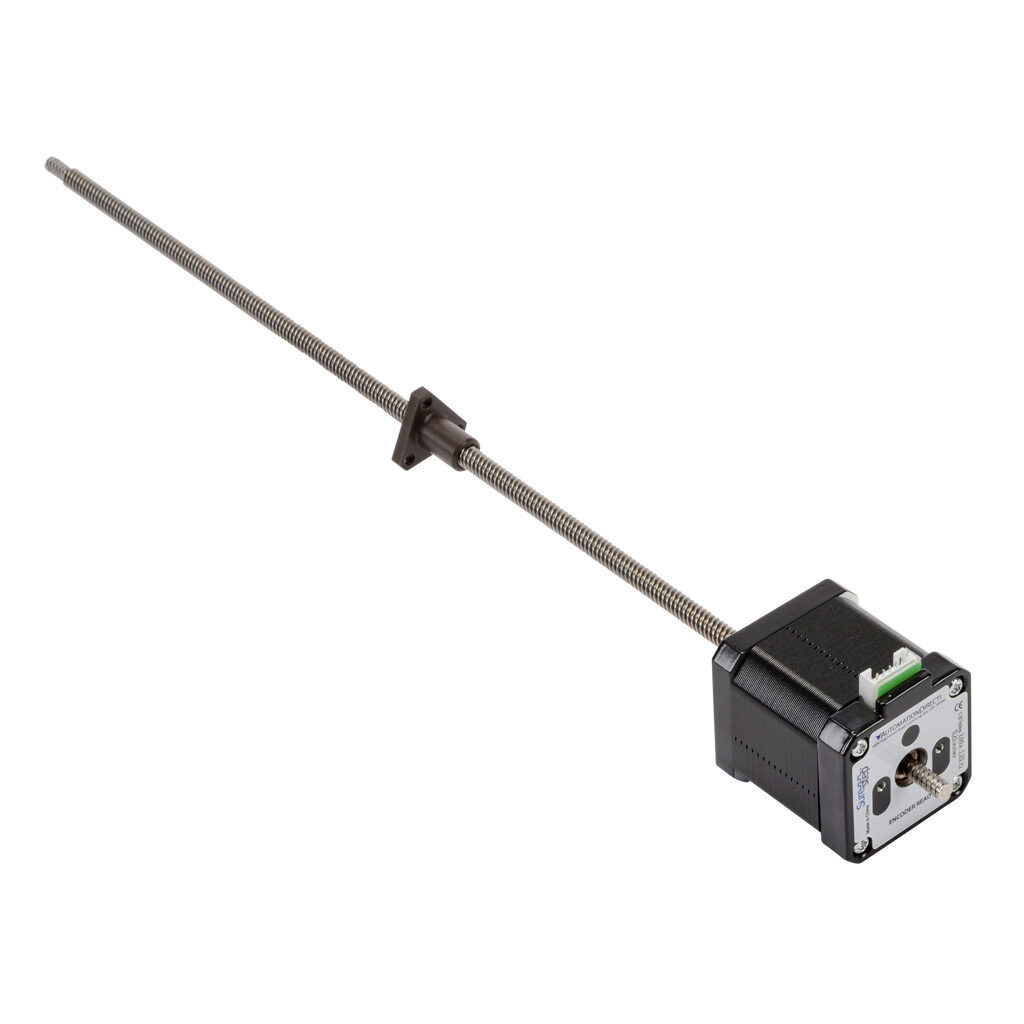 STP-LE17-3A12ADJ - SureStep stepper motor linear actuator, external nut, encoder ready, NEMA 17 frame, IP40, triple stack, 2A, 12in lead screw length, 0.25in/rev, 0.25in lead screw diameter, screw code A, journal and groove end machining.