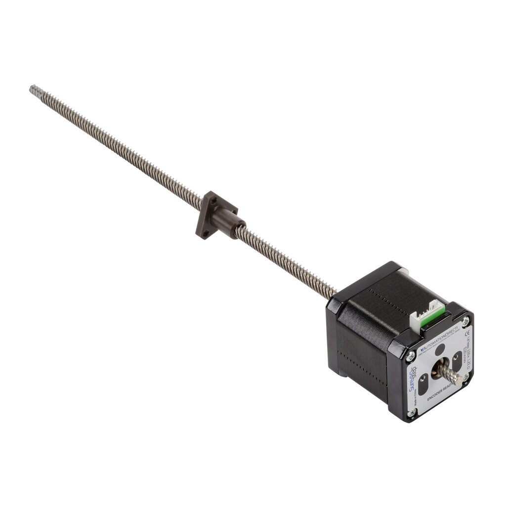 STP-LE17-3B09ADJ - SureStep stepper motor linear actuator, external nut, encoder ready, NEMA 17 frame, IP40, triple stack, 2A, 9in lead screw length, 0.5in/rev, 0.25in lead screw diameter, screw code B, journal and groove end machining.