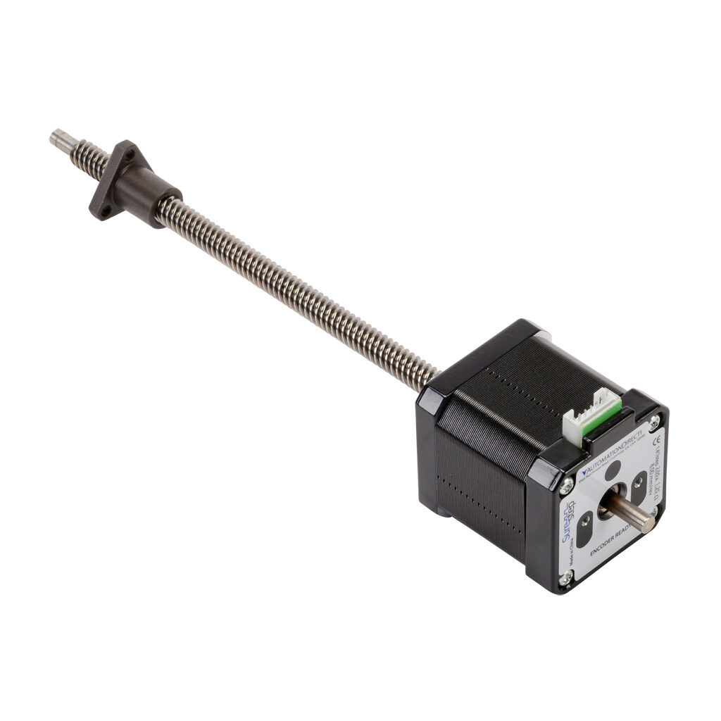 STP-LE17-3E06ADJ - SureStep stepper motor linear actuator, external nut, encoder ready, NEMA 17 frame, IP40, triple stack, 2A, 6in lead screw length, 8mm/rev, 8mm lead screw diameter, screw code E, journal and groove end machining.
