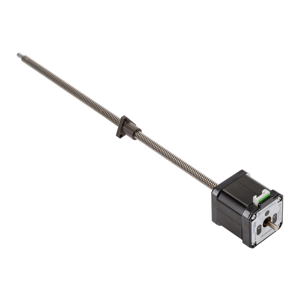 STP-LE17-3E12ADJ - SureStep stepper motor linear actuator, external nut, encoder ready, NEMA 17 frame, IP40, triple stack, 2A, 12in lead screw length, 8mm/rev, 8mm lead screw diameter, screw code E, journal and groove end machining.