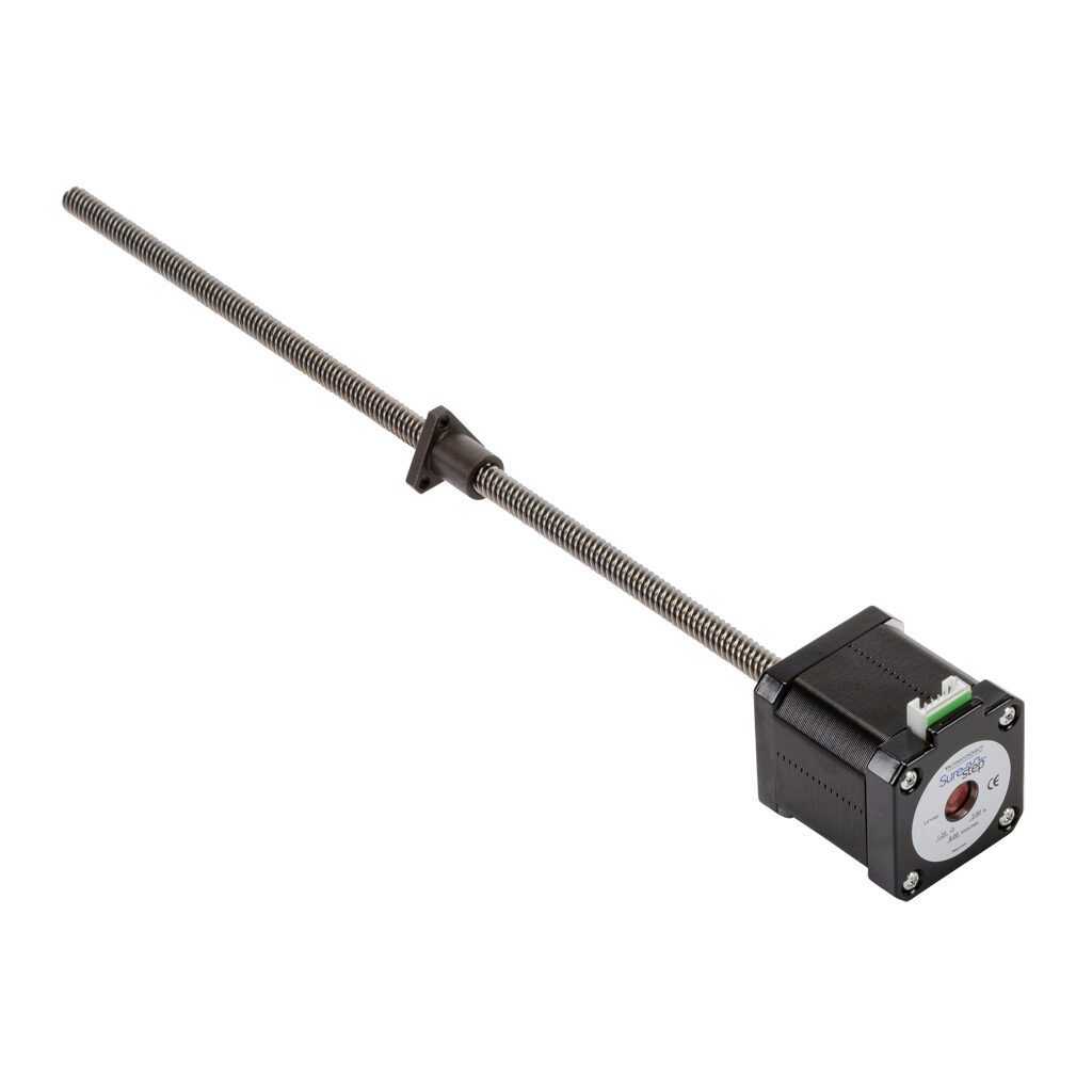 STP-LE17-3E12ANN - SureStep stepper motor linear actuator, external nut, NEMA 17 frame, IP40, triple stack, 2A, 12in lead screw length, 8mm/rev, 8mm lead screw diameter, screw code E, no end machining.