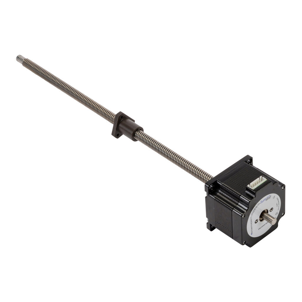 STP-LE23-1F12ADJ - SureStep stepper motor linear actuator, external nut, encoder ready, NEMA 23 frame, IP40, single stack, 2.1A, 12in lead screw length, 10.5mm/rev, 10mm lead screw diameter, screw code F, journal and groove end machining.