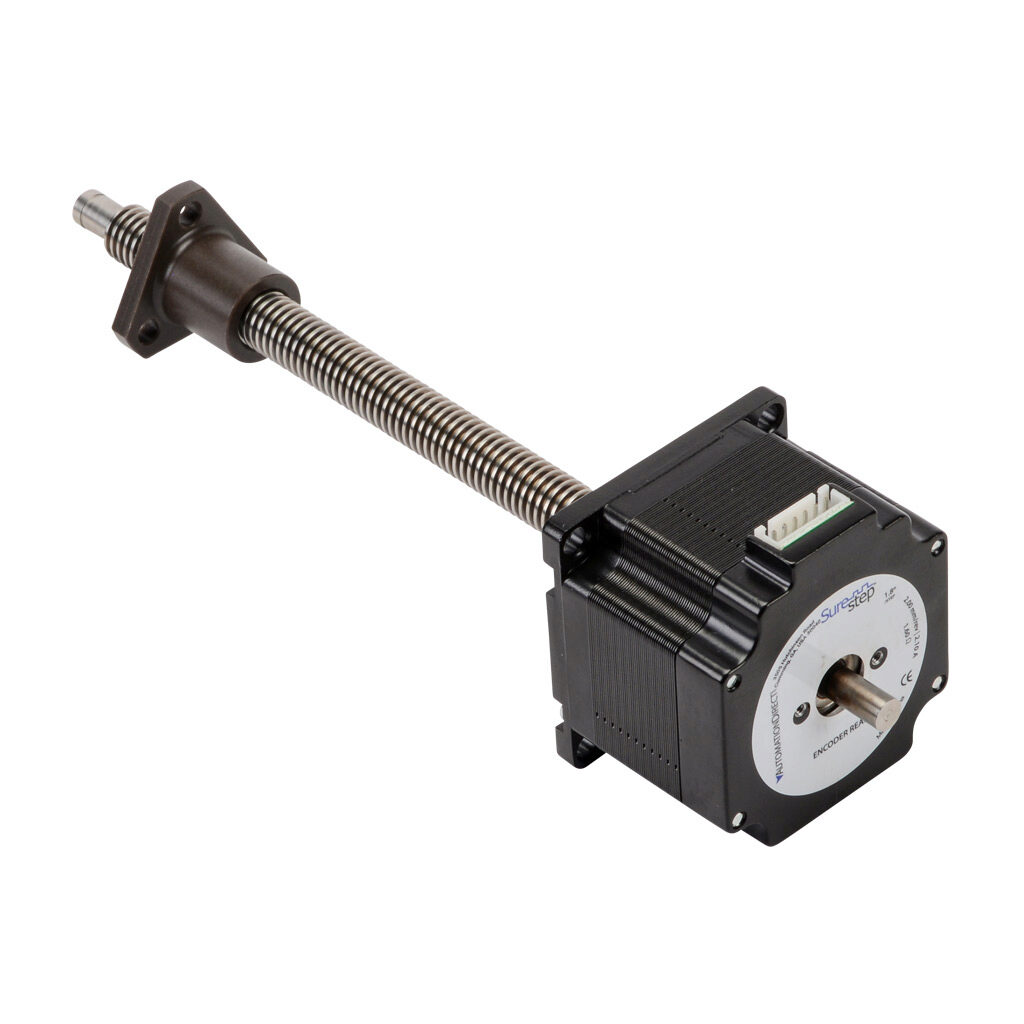 STP-LE23-1G06ADJ - SureStep stepper motor linear actuator, external nut, encoder ready, NEMA 23 frame, IP40, single stack, 2.1A, 6in lead screw length, 2mm/rev, 12mm lead screw diameter, screw code G, journal and groove end machining.