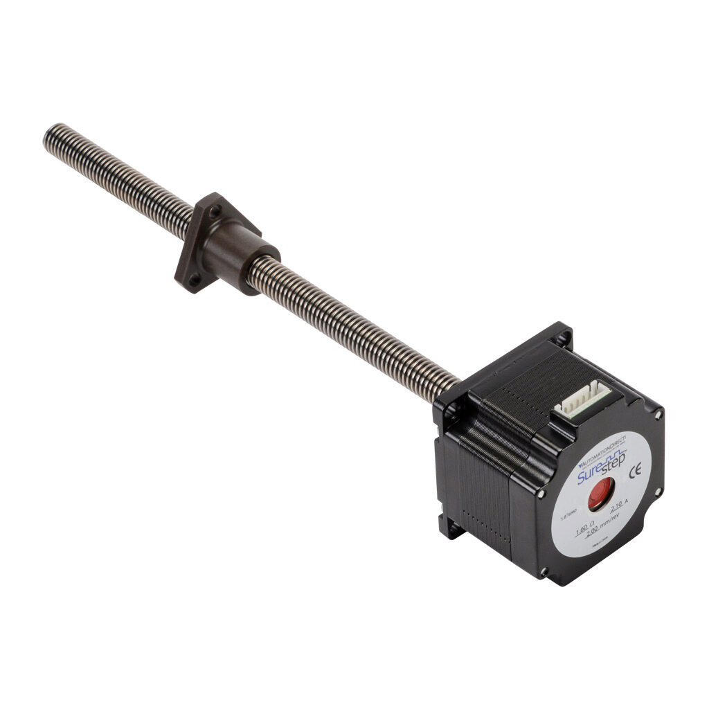 STP-LE23-1G09ANN - SureStep stepper motor linear actuator, external nut, NEMA 23 frame, IP40, single stack, 2.1A, 9in lead screw length, 2mm/rev, 12mm lead screw diameter, screw code G, no end machining.