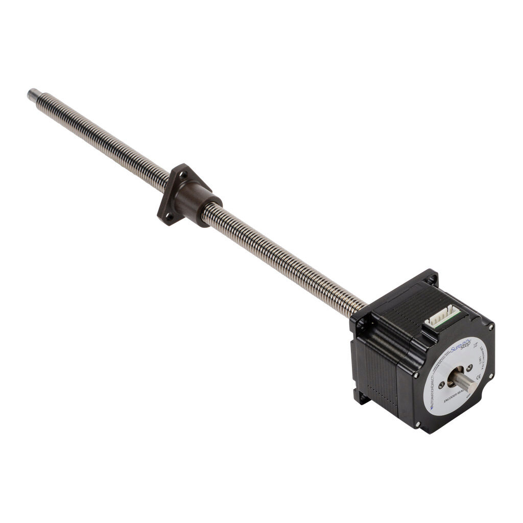 STP-LE23-1G12ADJ - SureStep stepper motor linear actuator, external nut, encoder ready, NEMA 23 frame, IP40, single stack, 2.1A, 12in lead screw length, 2mm/rev, 12mm lead screw diameter, screw code G, journal and groove end machining.