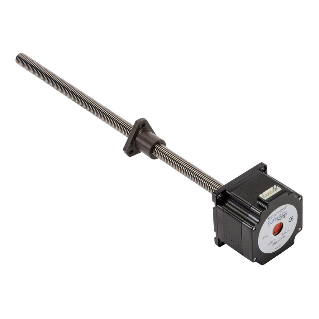 STP-LE23-1G12ANN - SureStep stepper motor linear actuator, external nut, NEMA 23 frame, IP40, single stack, 2.1A, 12in lead screw length, 2mm/rev, 12mm lead screw diameter, screw code G, no end machining.