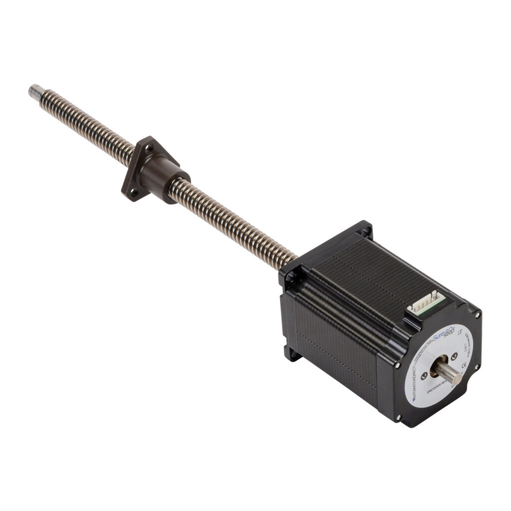 STP-LE23-3H09ADJ - SureStep stepper motor linear actuator, external nut, encoder ready, NEMA 23 frame, IP40, triple stack, 3A, 9in lead screw length, 6mm/rev, 12mm lead screw diameter, screw code H, journal and groove end machining.