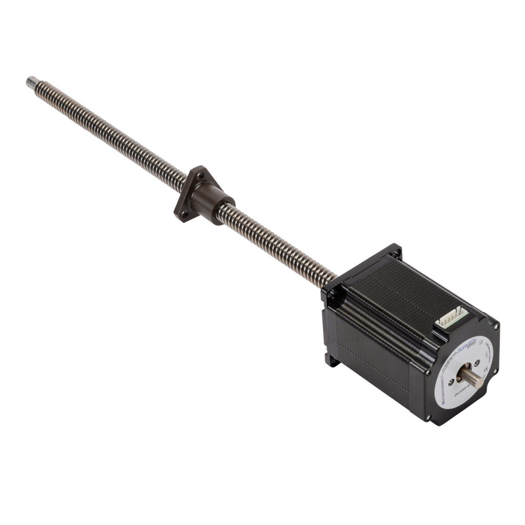STP-LE23-3H12ADJ - SureStep stepper motor linear actuator, external nut, encoder ready, NEMA 23 frame, IP40, triple stack, 3A, 12in lead screw length, 6mm/rev, 12mm lead screw diameter, screw code H, journal and groove end machining.