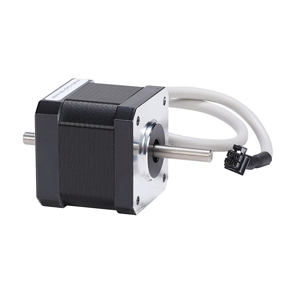 STP-MTR-17040D - SureStep stepper motor, NEMA 17 frame, IP40, dual shaft, encoder ready, 1.7A, 61 oz-in holding torque, 1.8-degree step angle, 200 steps per revolution, bipolar. Requires STP-EXT-xxx cable.