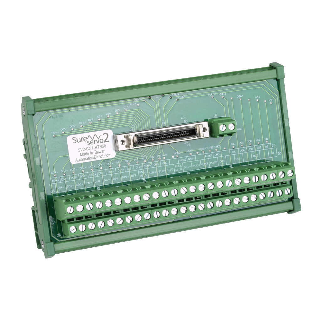 SV2-CN1-RTB50 - SureServo2 feedthrough module, 50-pole, DIN rail mount. For use with all SureServo2 drives.