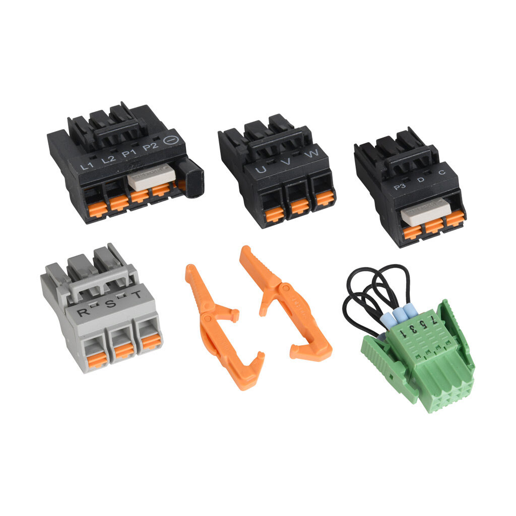 SV2-CON-KIT - SureServo2 connector kit, replacement. For use with 400W, 750W and 1.5 kW SureServo2 drives. Includes (1) SV2-CN10-STO STO connector, (2) AC power connectors, (1) power resistor connector, (1) motor power connector and (2) wire inser...